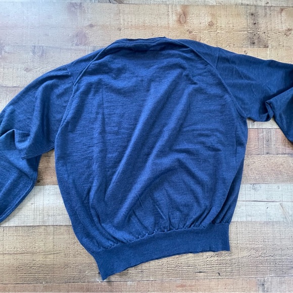 Peter Millar V-Neck Golf Sweater Wool Silk Blend Coastal Blue Mens 2XL - Picture 2 of 6